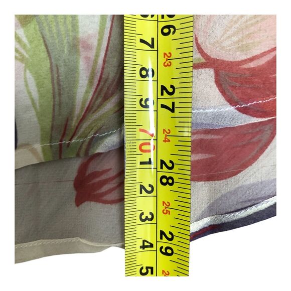 Adrienne Vittadini Elegant 100% Silk Sheer Butter Yellow Floral Summer Blouse S - Picture 7 of 11